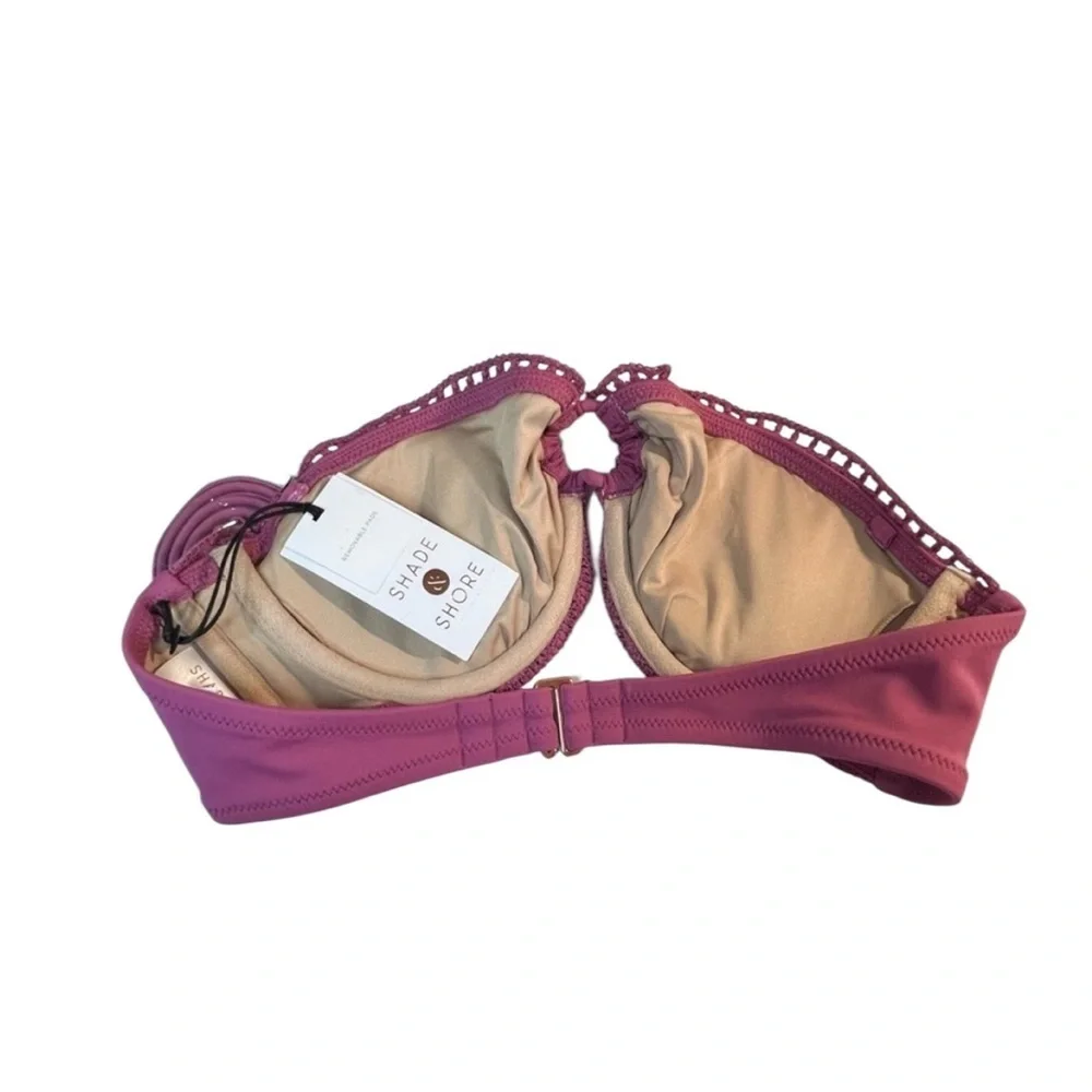 Shade & Shore Bikini Top Crochet Bandeau, Plum Color,‎ Size 34B, NWT